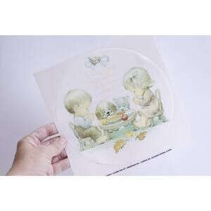 Thanksgiving, Two Kids with Pets Dinner Prayer, Window Cling, Praise God,